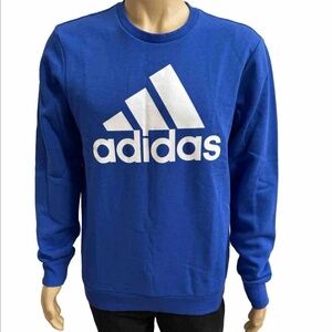 adidas Mens Essentials Big White Logo Fleece Sweatshirt Team Royal Blue Large L